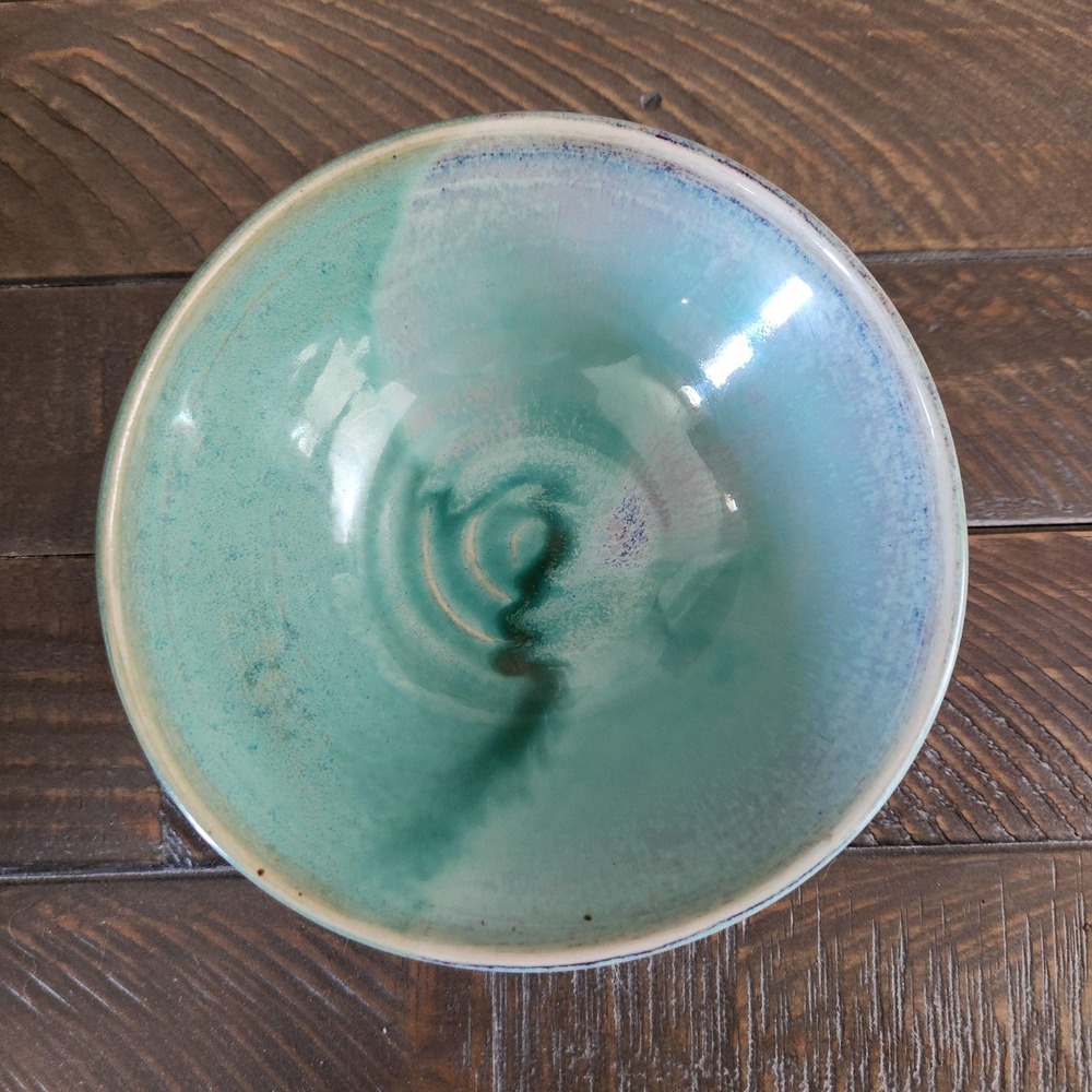 Handmade Ceramic Bowl | Unique Aqua Turquoise Stoneware Pottery | Artisan Bowl